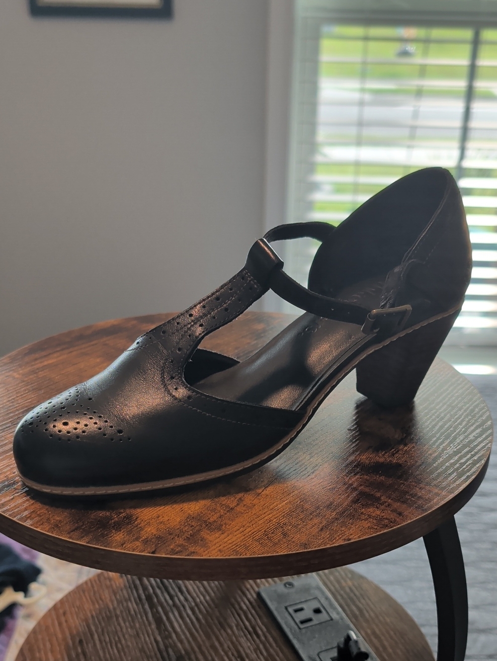 Timberland Black T-Strap Block Heel Mary Jane